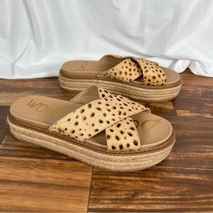 Sam Edelman Korina Sandal Leopard Print Calf Half Leather Platform